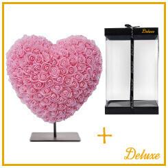 Herz DELUXE auf Ständer 15 cm – Hellrosa Schaum – in luxuriöser Geschenkverpackung 15 cm