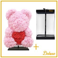 Beer DELUXE auf Ständer 40 cm – Hellrosa Schaum mit rotem Herz – in luxuriöser Geschenkverpackung 40 cm