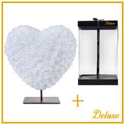 Herz DELUXE auf Ständer 15 cm – Weißer Schaum – in luxuriöser Geschenkverpackung 15 cm