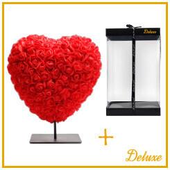 Herz DELUXE auf Ständer 15 cm – Roter Schaum – in luxuriöser Geschenkverpackung 15 cm